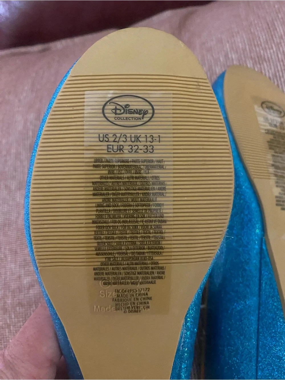 Disney Princess Jasmine Kids Costume Shoes Size Youth 2/3 NWT